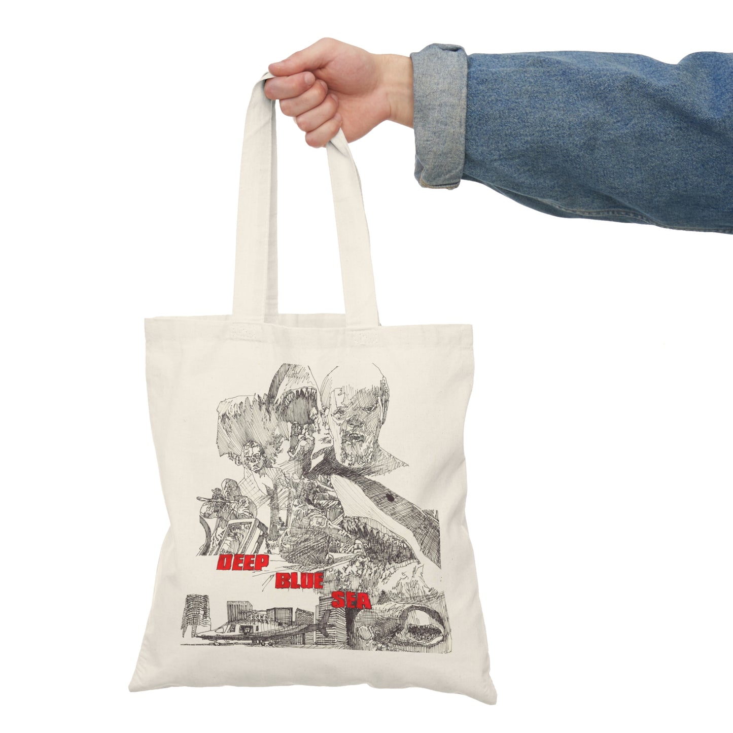 Custom Designed Canvas Tote Bag - Deep Blue Sea